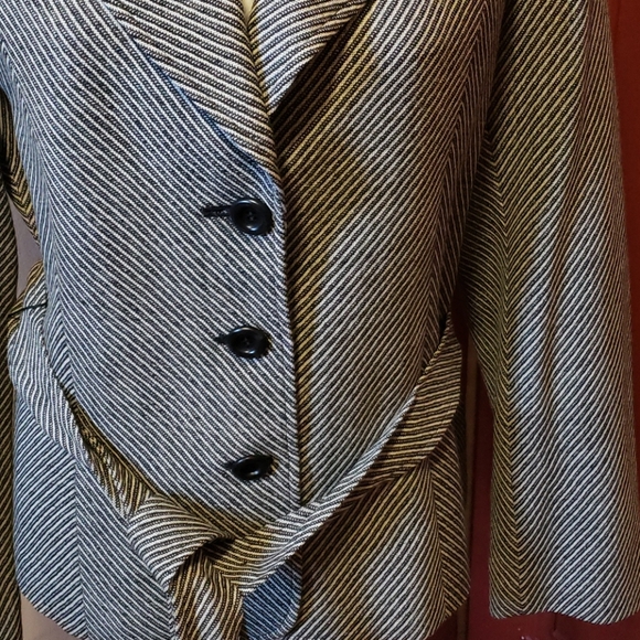 Talbots Ladies Black/Gray Stripe Jacket Size 12 - Picture 3 of 16